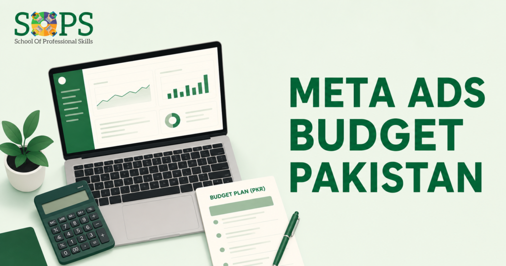 Meta Ads budget Pakistan planning dashboard with calculator and PKR budget sheet