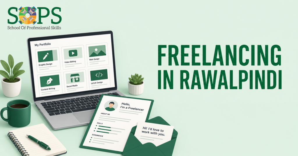 Freelancing in Rawalpindi portfolio and first-client roadmap illustration
