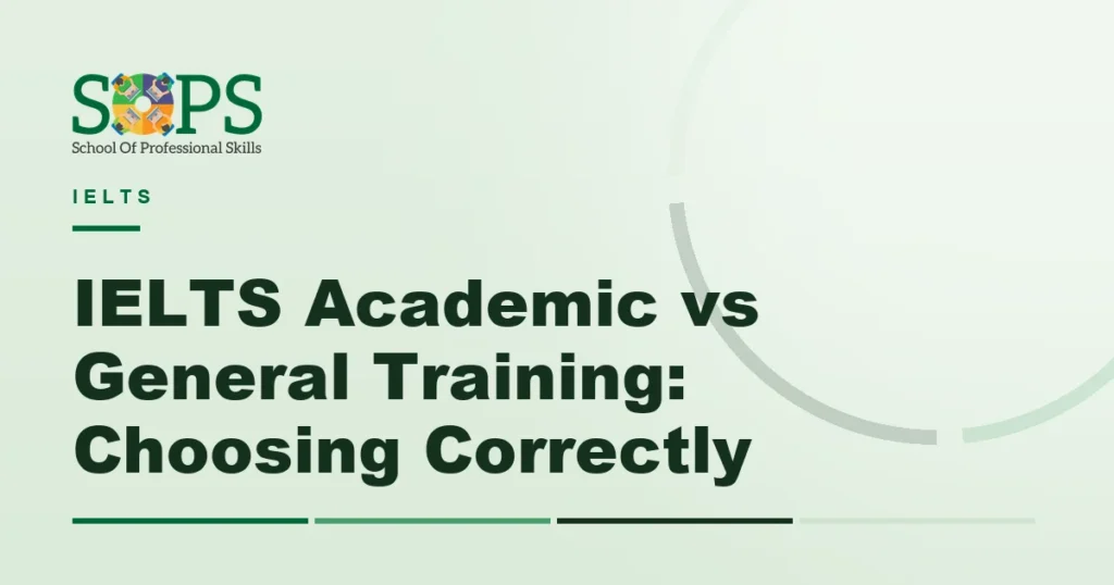 ielts academic vs general - Flat illustration of two documents and a signpost