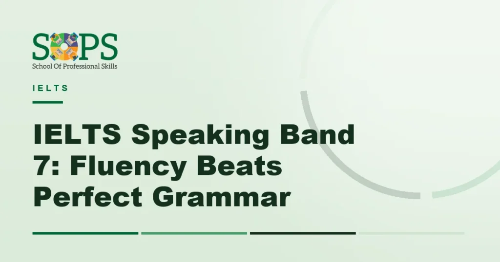 ielts speaking band 7 - Flat illustration of a speech bubble, a microphone and a clock